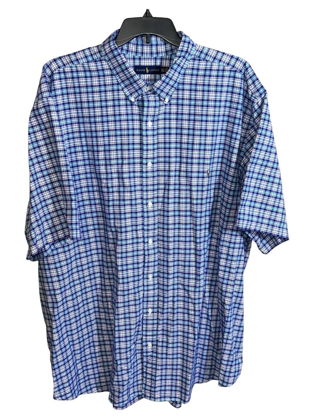 Ralph Lauren Long Sleeve Button Front Shirt Men’s 4XLT Blue White Pink Plaids
